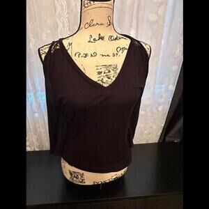Chic Black Top with Lace Back Detail